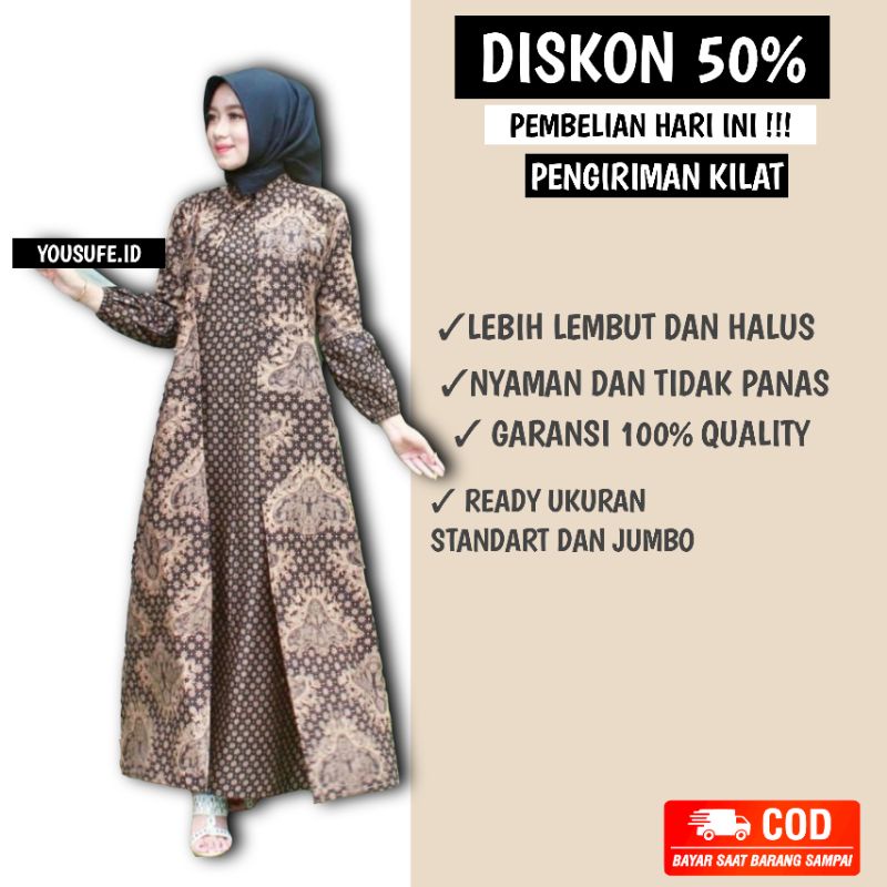 Gamis Batik Cardy Lengan Panjang Busui Resleting Depan Terbaru Motif Khas Nusantara Seragam Pernikahan Kekinian Terbaru Ukuran Ld 105 Ld 115 nyaman Tidak Luntur GK05