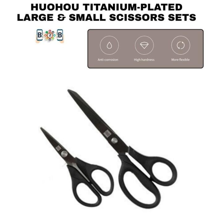 

✨BISA COD✨ HUOHOU TITANIUM PLATED SCISSORS SET - Gunting 2pcs