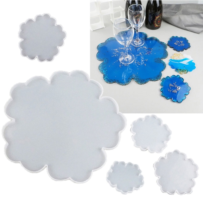 SIY  5Pcs Large Silicone Flower Coaster Resin Casting Molds Kit Epoxy Resin Art Craft