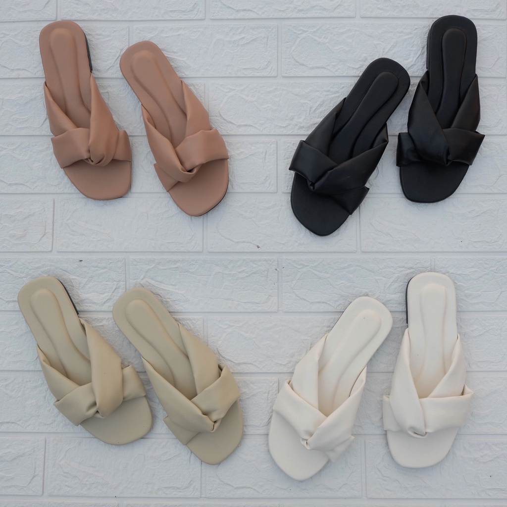 sandal slip on teplek wanita flat Tali Silang /Sendal pesta slop kokop remaja kekinian Murah Terbaru