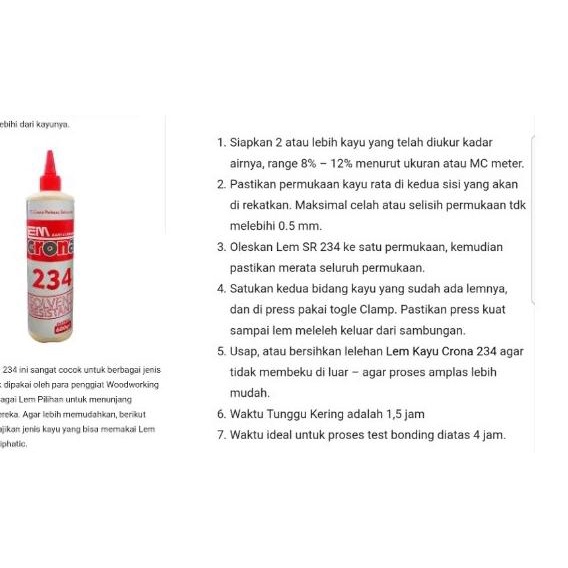 

➩ Lem Kayu Crona 234 600 Gr (pembelian min 1 pcs) ➯