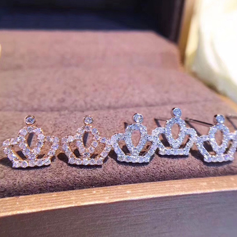 Fancyqube Anting Stud Bentuk Mahkota Warna Putih Untuk Wanita