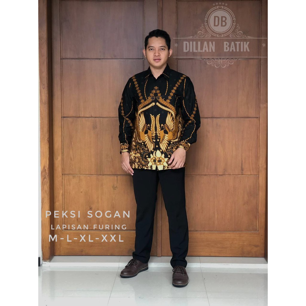 PEKSI SOGAN DILLAN KEMEJA BAJU BATIK PRIA SOLO LENGAN PANJANG PENDEK LAPIS FURING ATASAN BATIK PREMIUM MODERN KATUN HALUS ANGGADA ANTASENA ARJUNA BARATAYUDA BASUDEWA BOKOR GRANITAN BUNGA SLARAK CAKRA SENA PARANG KUSUMA ELANG GOLD GARUDA PANCASILA GODONG