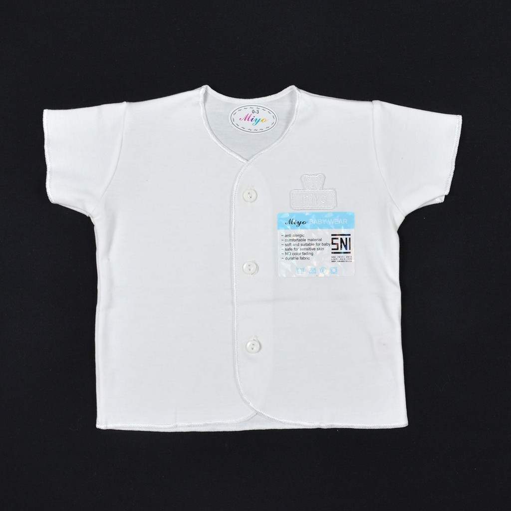 MIYO 1 Pcs Baju Lengan Pendek Bayi/Baby Putih (3-6M)