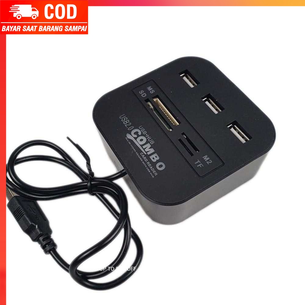 (100% BARANG ORI) Combo Multi Card Reader + 3 USB HUB 2.0 Splitter