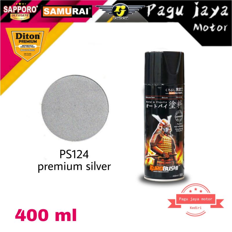 SAMURAI PAINT PREMIUM SILVER PS124 400ml CAT SEMPROT SPRAY PAINT PILOX PILOK