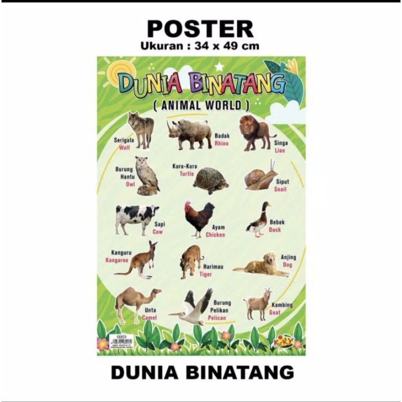POSTER ANAK/POSTER EDUKASI ANAK/Poster BTS BT21-Dunia Binatang