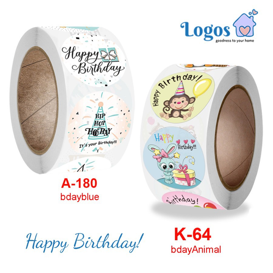 

Stiker bulat Happy Birthday Round Sticker Ucapan selamat Ulang Tahun
