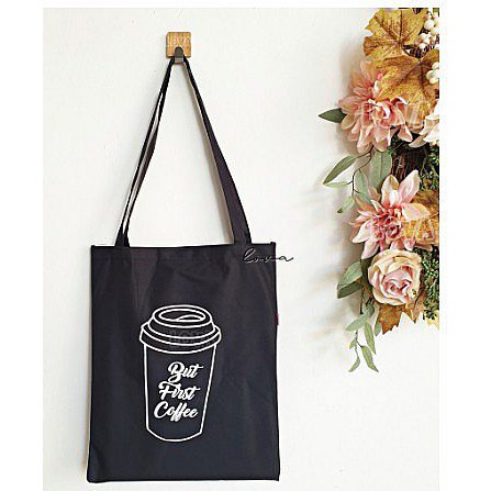 Tas Tote Wanita Lova Coffee Tote Bag Unik Gambar Kopi Bahan Kain Kanvas Tas Unik Serbaguna Multifung