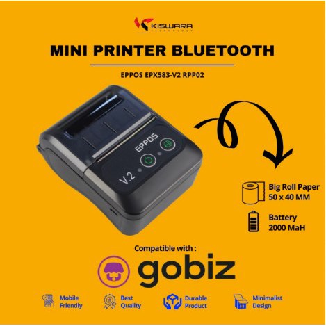 Mini Printer Bluetooth EPPOS EPX583-V2 RPP02 support GOBIZ