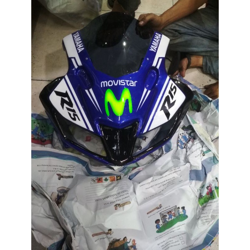 Cover headlamp R 15 v2 MODEL v3 biru Movistar