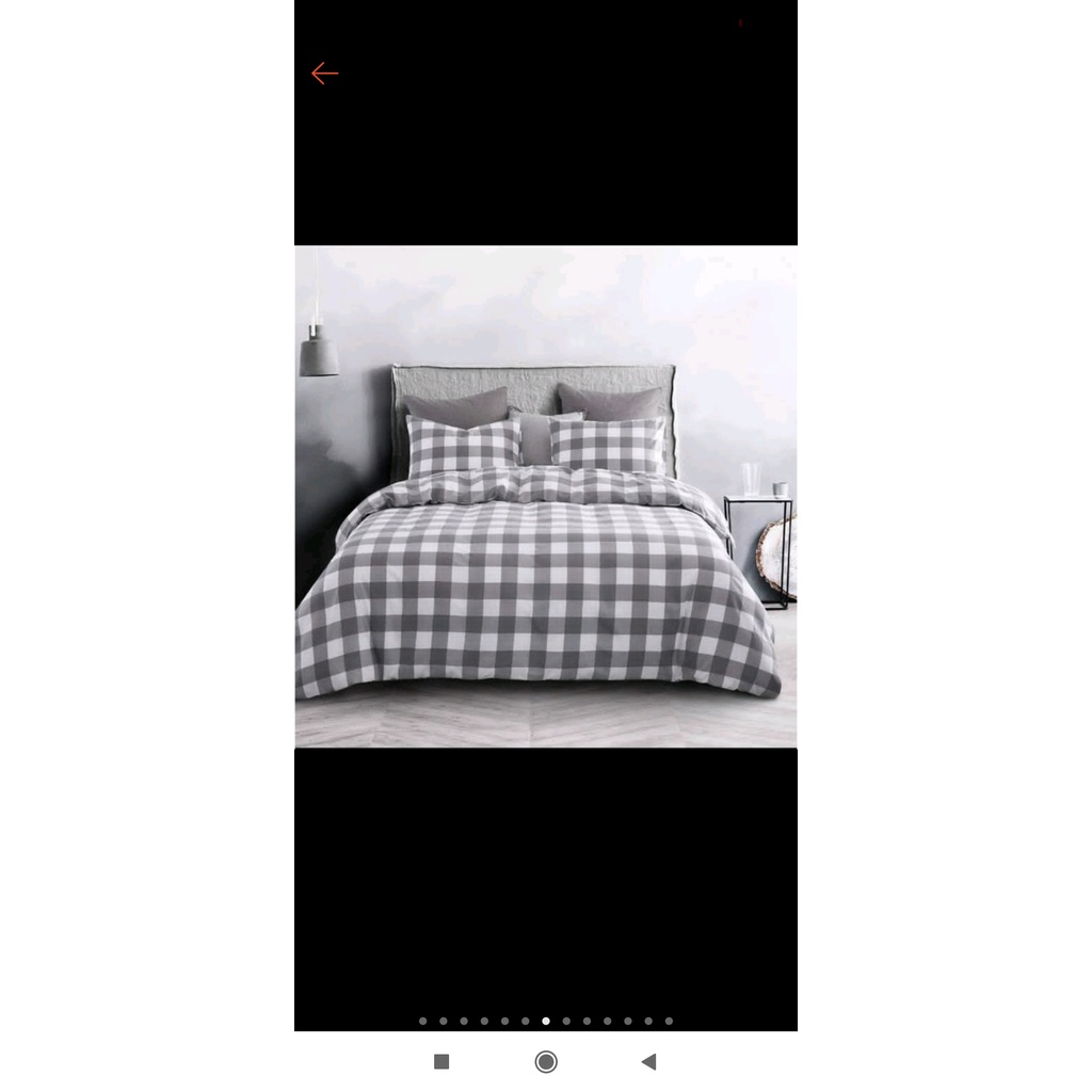 [BEDCOVER SET] Bedcover Set Minimalise Termurah Motif Kotak - Single Queen King Size