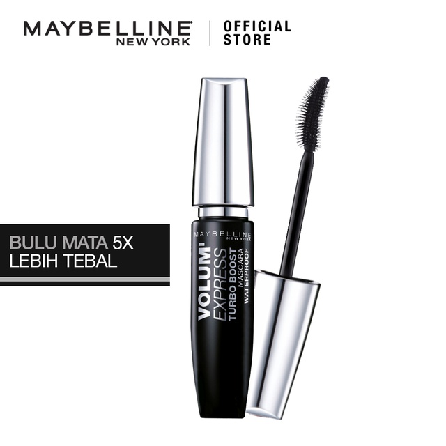 Maybelline Volum' Express Turbo Boost Waterproof Mascara MakeUp - Hitam