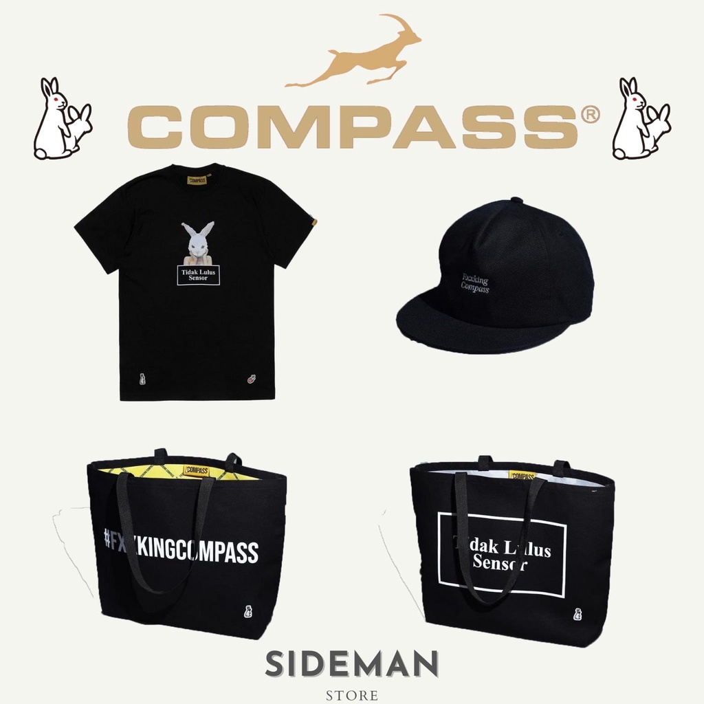 Apparel Merchandise Compass FR2 Tas Totebag Kaos Tshirt Topi Hat Fxxking Rabbits Tidak Lulus Sensor 