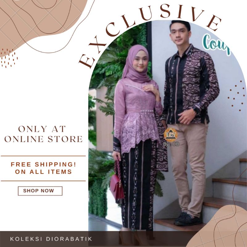 Adifa Couple //M.L.XL.XXLSet Kebaya Free Selendang Batik Couple Ori Ndoro Jowi DNT