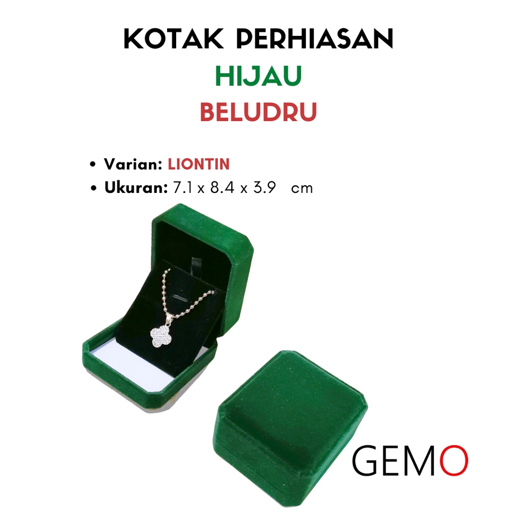 Kotak Perhiasan Warna Hijau Beludru Set / Cincin / Liontin / Gelang / Kalung Koye / Jewelry Box Unik Lucu untuk Tempat Wadah Seserahan / Akad Pernikahan / Hantaran Tunangan Harga Paling Murah cocok untuk Aksesoris Emas Berlian/ Perak Permata