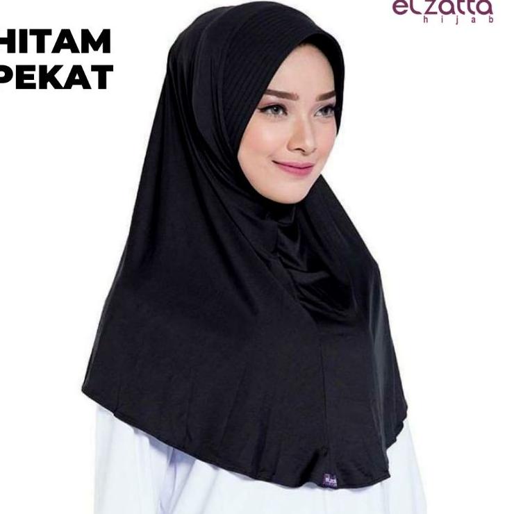 Hot Sell.. BERGO ELZATTA KERUDUNG HIJAB JILBAB KRUDUNG BERGO INSTAN  LANGSUNG HITAM PUTIH POLOS ELZA