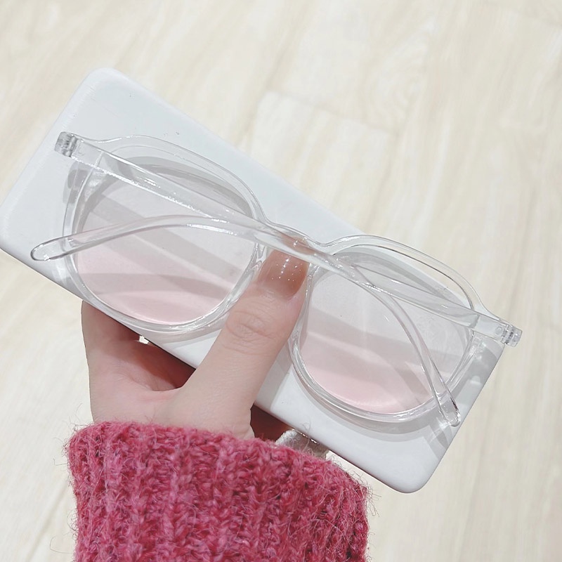 Kacamata wanita Pink Blush Glasses Perempuan Kaca mata Anti-biru Warna Kacamata Gaya Korea Bingkai Besar