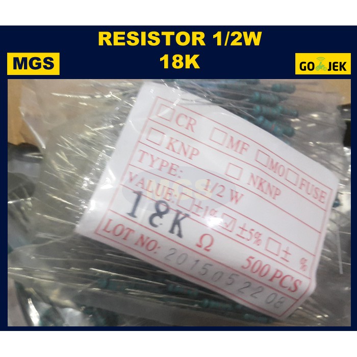 500Pcs Resistor 1/2W 18K