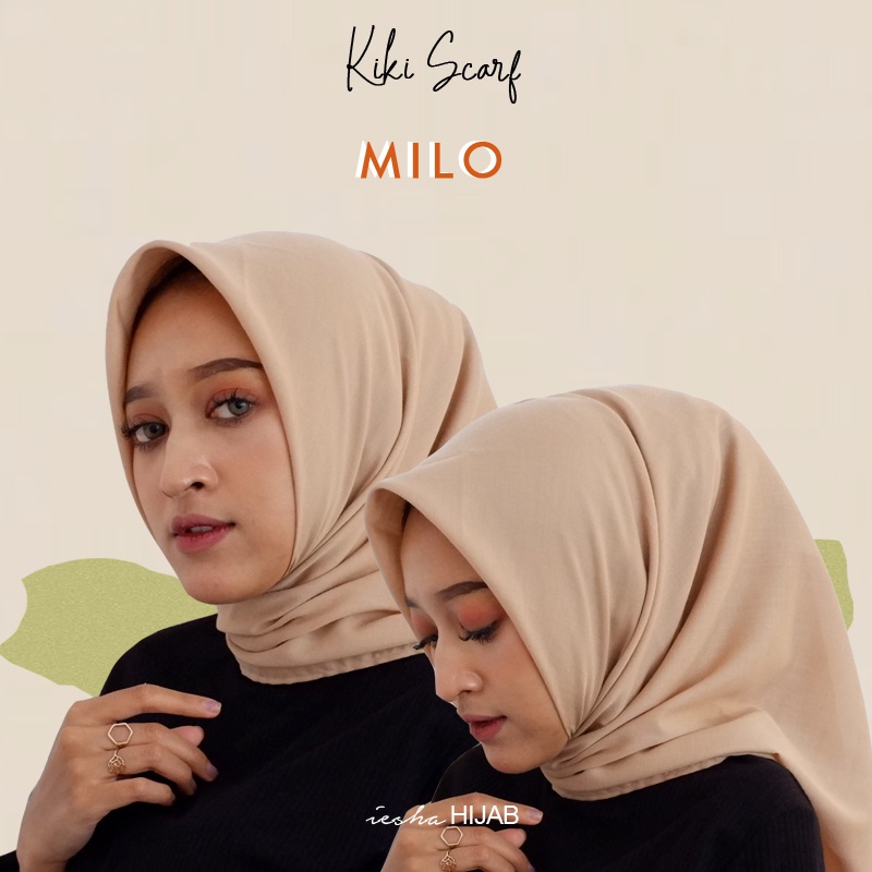 HIJAB SEGIEMPAT KIKI SCARFT BAHAN KATUN ADEM, HALUS bisa grosir, jilbab kantor, seragam WARNA MILO, 