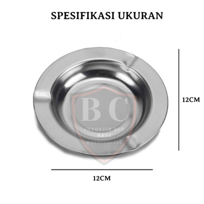 ASBAK STAINLESS 12 CM / ASBAK SENG BULAT STAINLESS ANTI KARAT