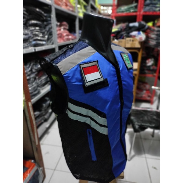 ROMPI SAFETY BIRU LOGO VELCRO COPOTAN PAKAI PEREKAT