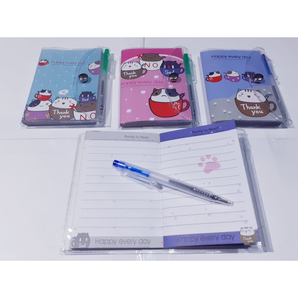 

AS888 - Buku Diary Notes HAPPY EVERYDAY 1003734 AGENDA Kancing A7 (110 halaman) FREE Pulpen Bolpen Pen