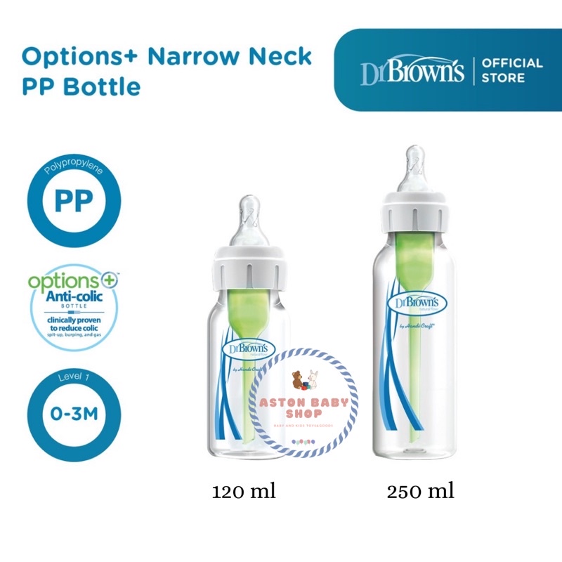 Dr Brown Option+ Narrow Neck Bottle 120 ml/250 ml Dr brown Option botol susu