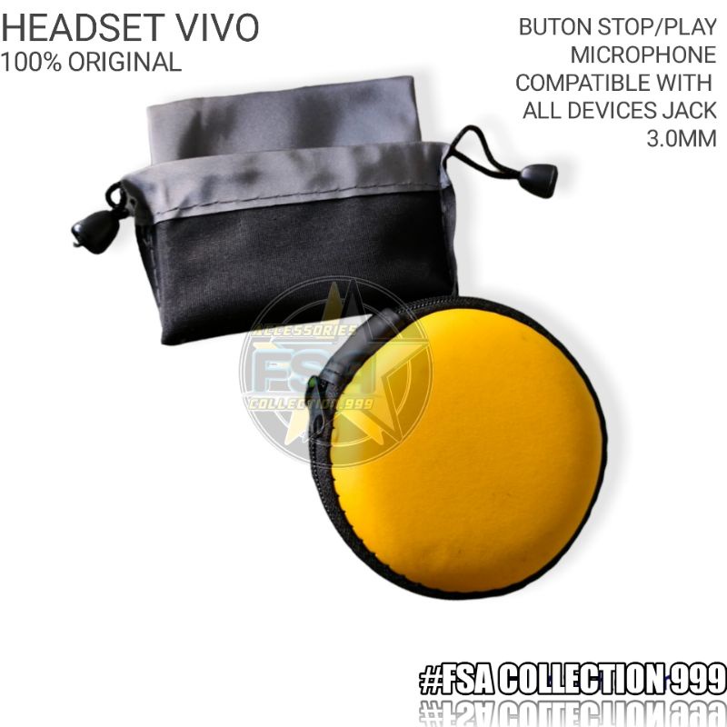 Headset Earphone vivo Asli Bawaan vivo Hi-Res Original 100% Jack Audio 3.5mm Free puck&amp;Sarung HP