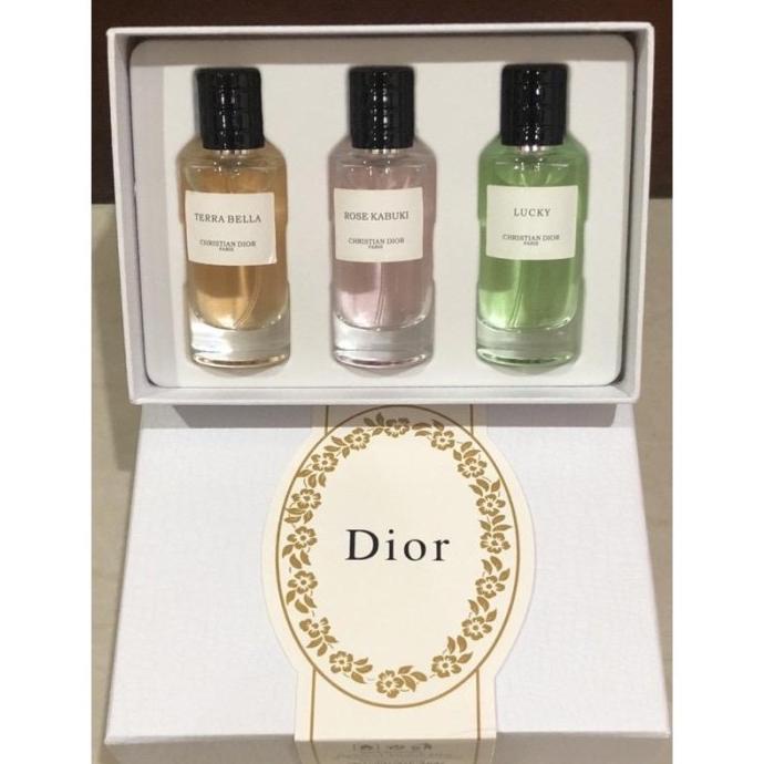Parfum gift set christian dior original terra bella lucky rose kabuki
