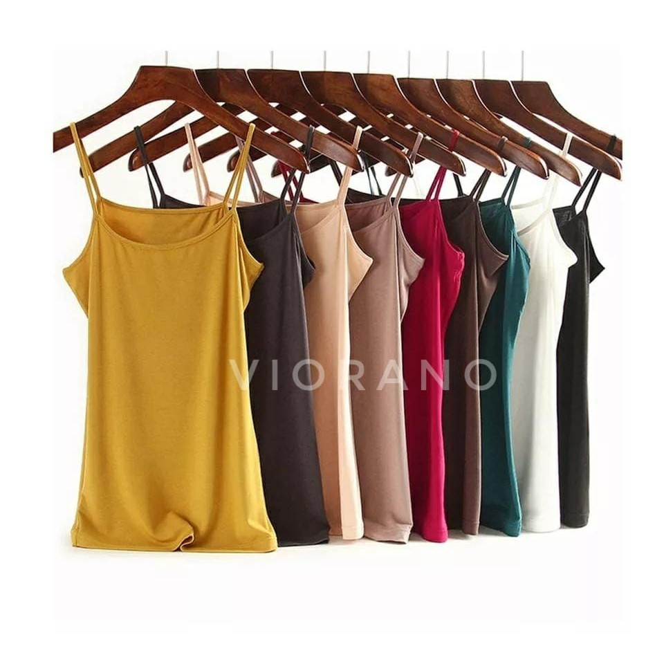 Grosir 12pcs Tanktop Wanita Tali Kecil Adem / Tang Top Lusinan Cewek AllSize Muat XL Warna Seri Adem