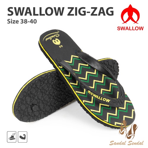 Sandal Jepit Swallow Hitam Emas Original /Black Gold (Savilo) - Savilo Zig-zag - Savilo Duri