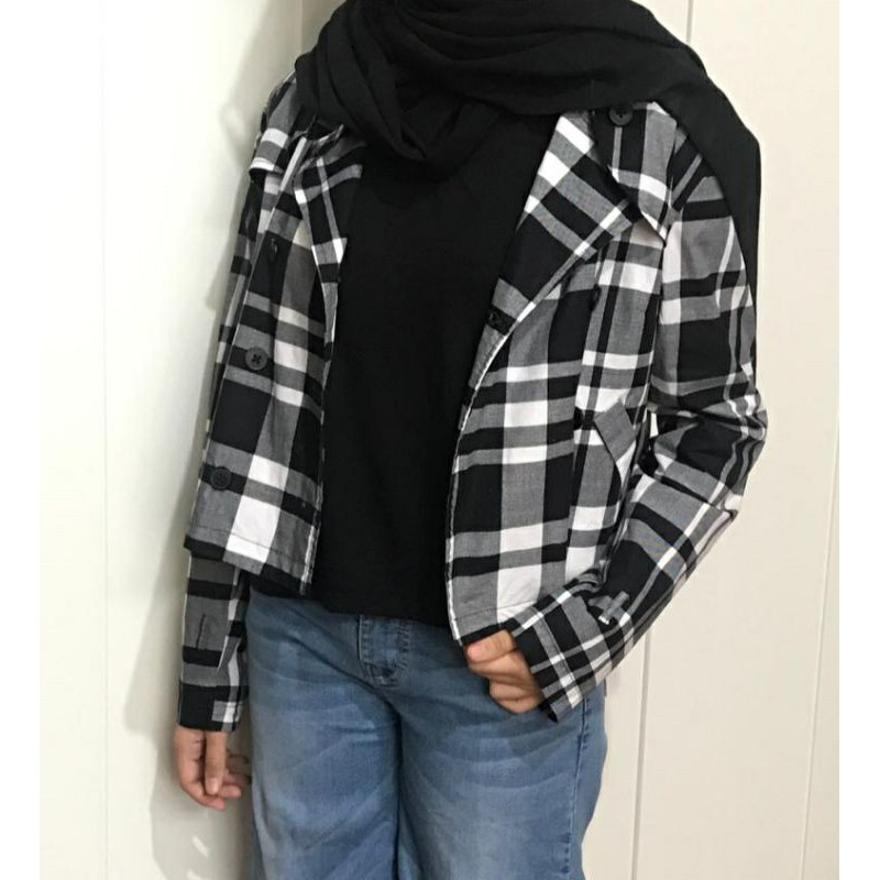 Monochrome Flannel Pattern Outer Jacket