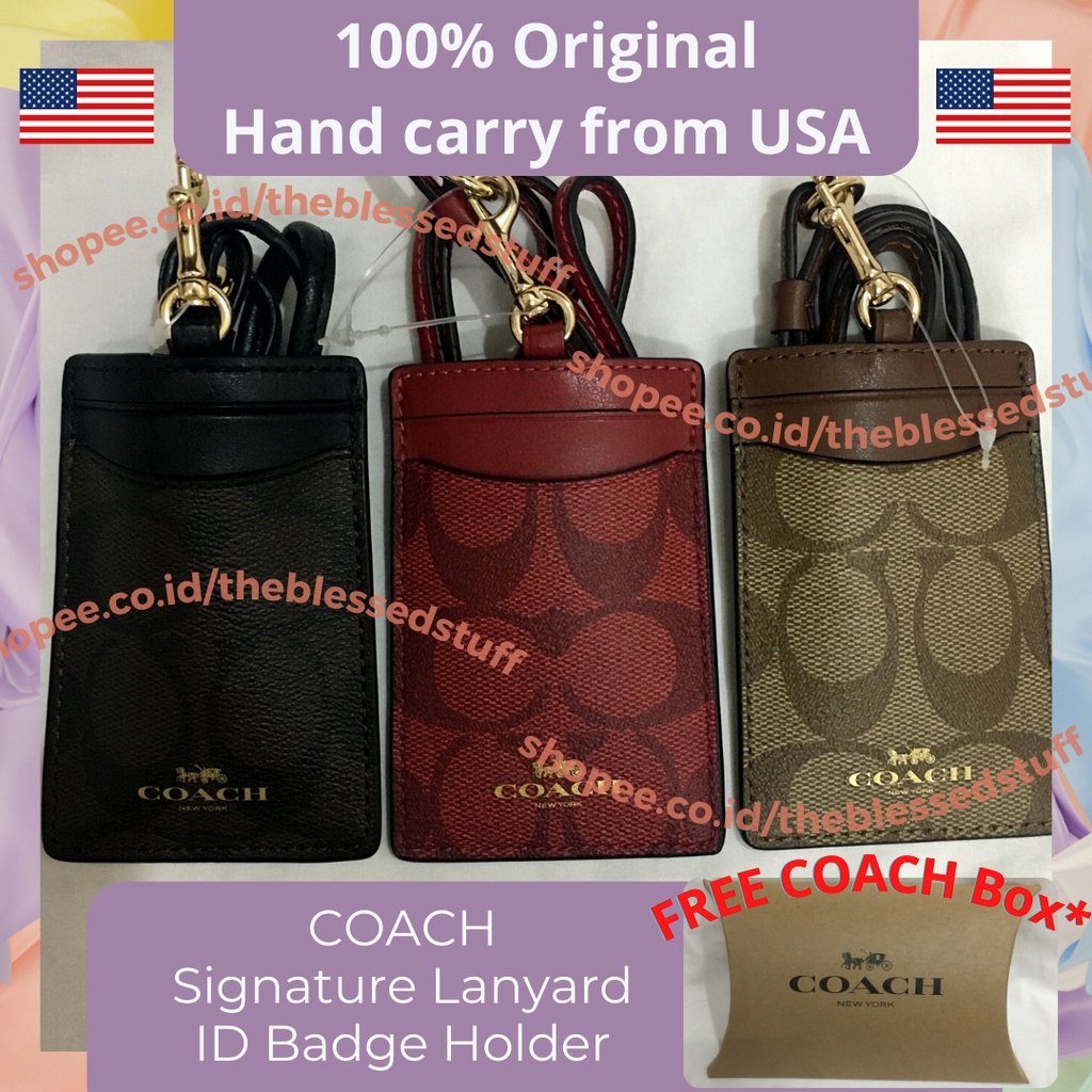 

COACH Signature Lanyard ID Badge Holder + FREE COACH BOX - 100% Original USA