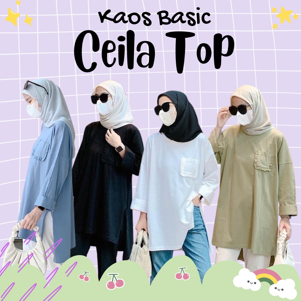 [CYC | COD] REAPICT | Kaos Basic Oversize Ceila Top Tunik | Cotton Combed | Atasan XXL Trend Wanita Murah Best Seller