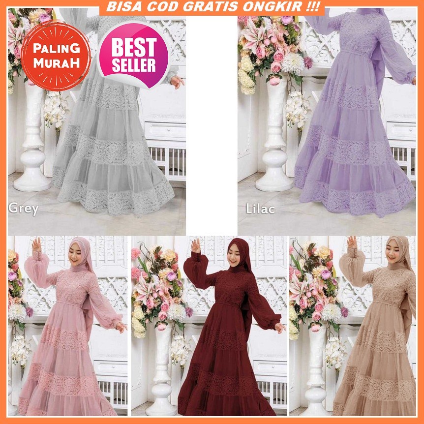 Gamis Syari Wanita Terbaru Aluna Maxi Dress Baju Gamus Syarii Games Remaja Pakaian Muslimah Murah Nu