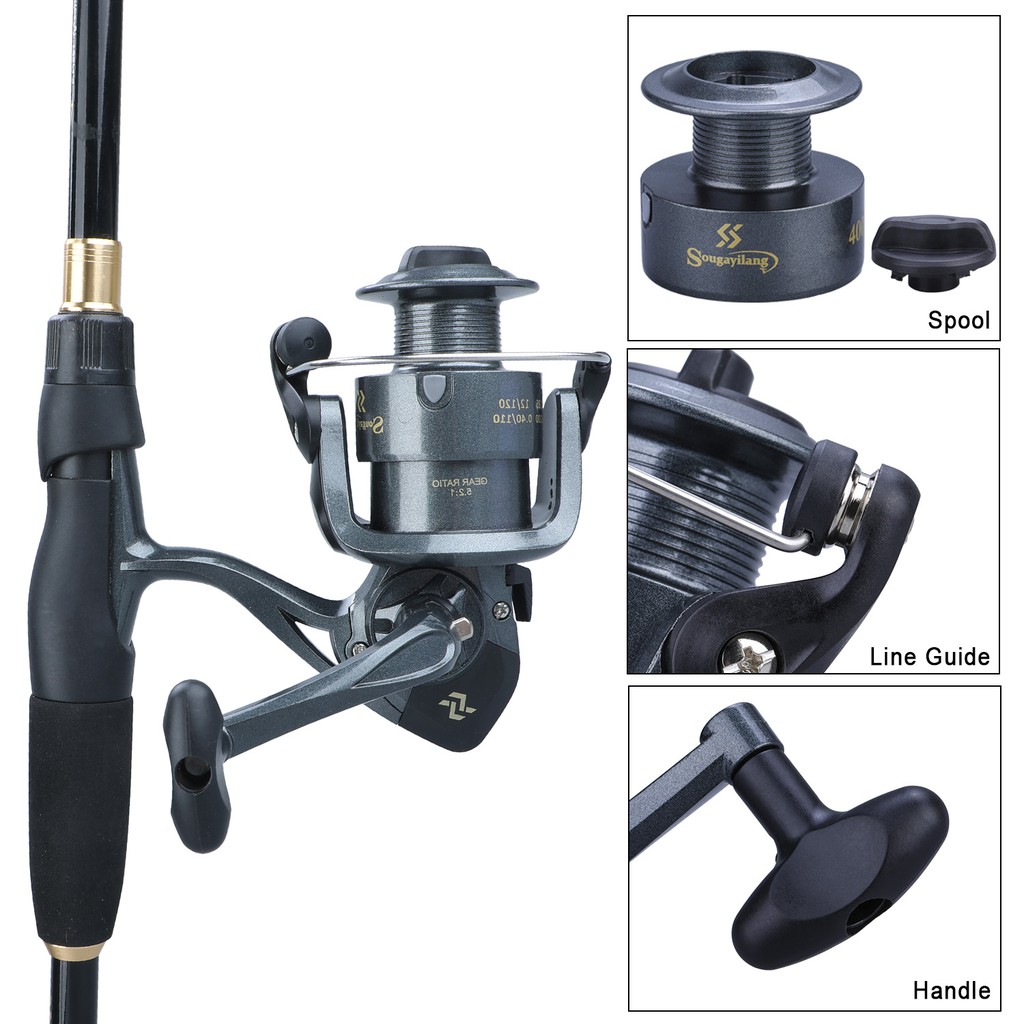 Sougayilang 1.8-2.4 m Telescopic Spinning Fishing Combo Portabel Ultralight Rod dan 6BB 5.2: 1 Kecepatan Tinggi Rasio Gear Fishing Reel pancingan set lengkap