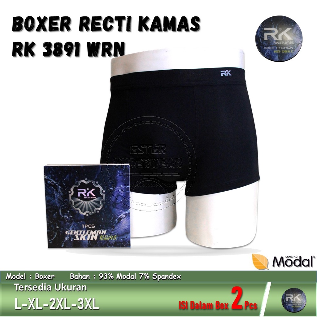 Celana Boxer Pria RECTI KAMAS RK 3891 WRN ISI 2Pcs