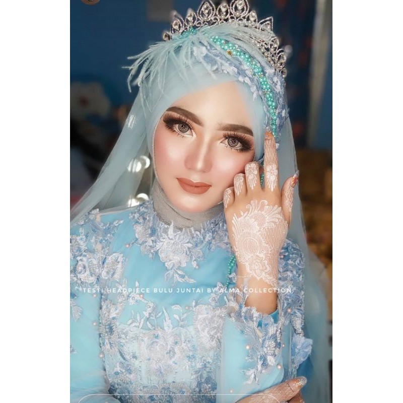 (COD) Headpiece juntai bulu hiasan hijab pengantin