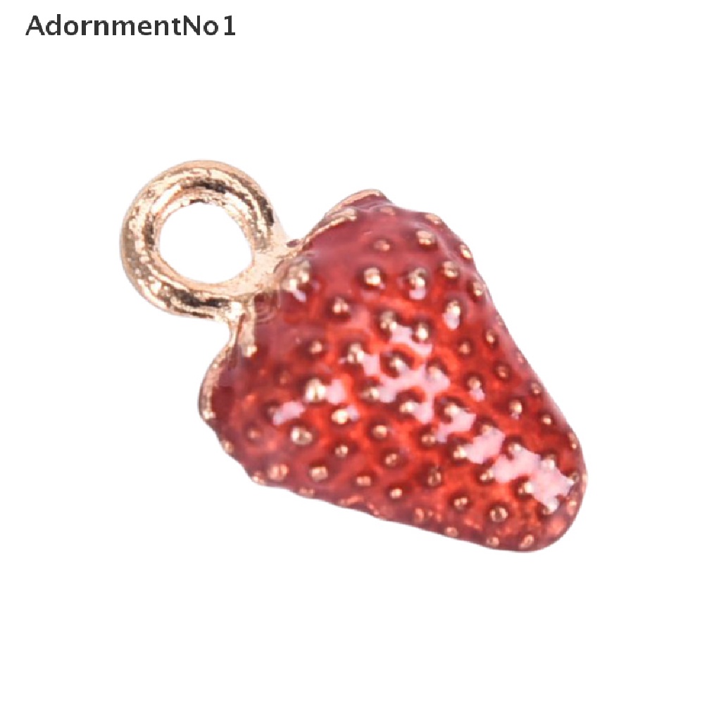 (AdornmentNo1) 10pcs / Set Liontin Enamel Bentuk Strawberry Bahan Alloy Untuk Kerajinan Tangan DIY