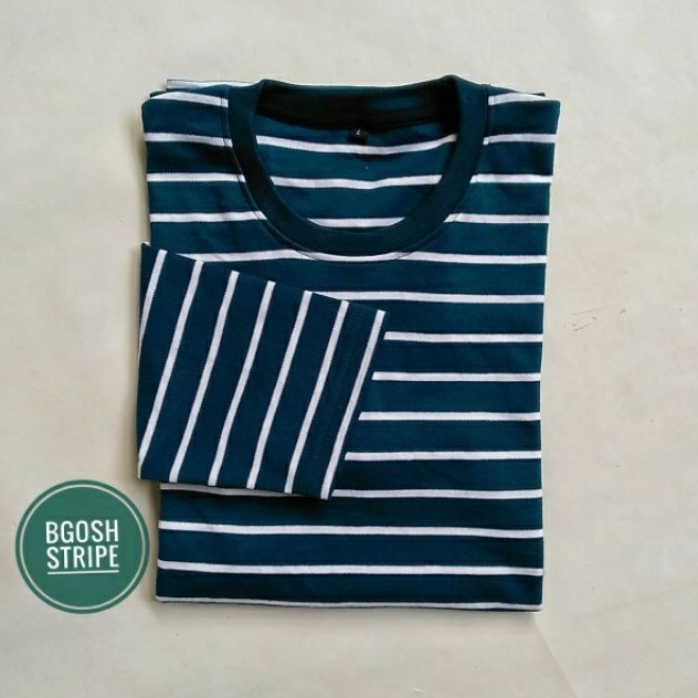 Bgosh - Kaos Stripe Pria Wanita Lengan Panjang