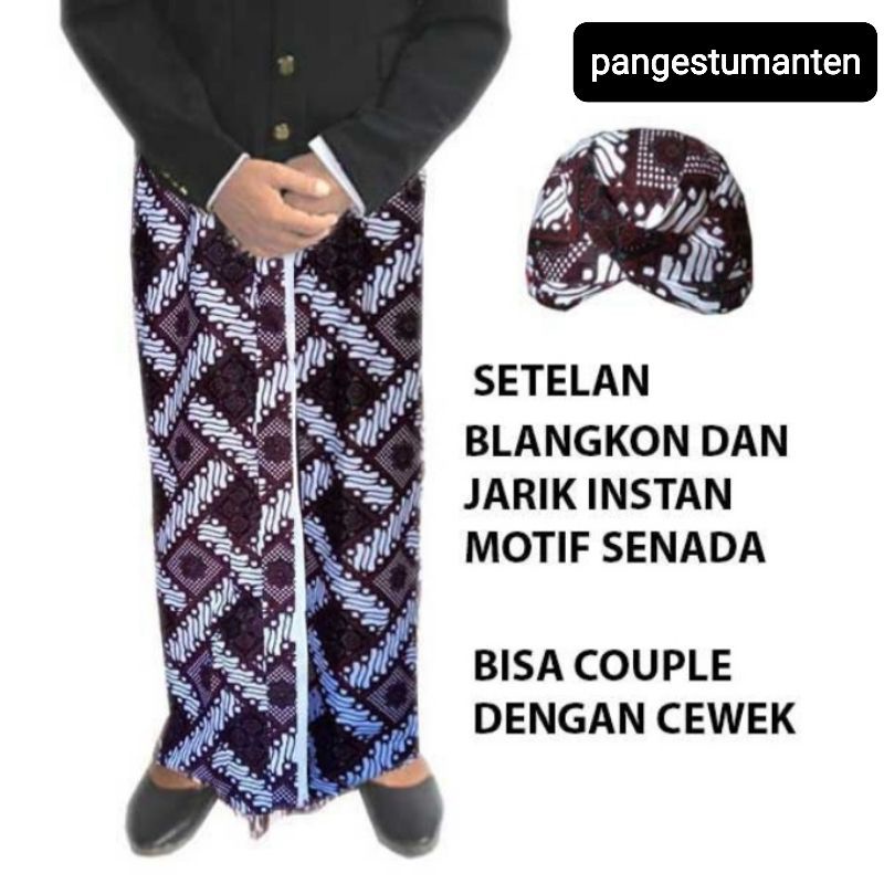1Set Jarik/Kain Instan Sudah Jadi + Blangkon Solo_Motif Senada