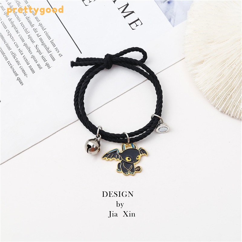 2 Pcs Fashion Magnet Gelang Hitam Dan Putih Toothless Beberapa Gelang Wanita Pria Pasangan Hadiah Perhiasan Aksesoris - PD