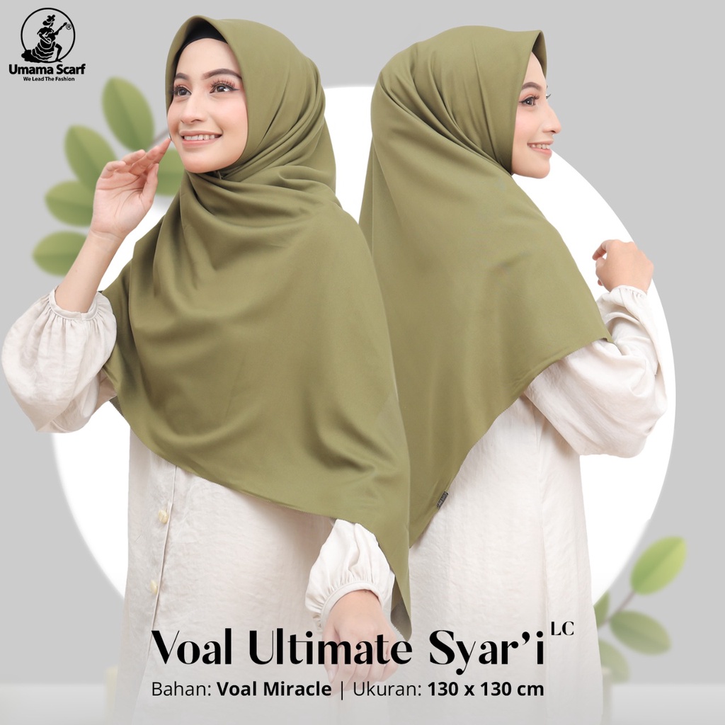 Jilbab VOAL ULTIMATE Syar'i Premium Segiempat Lasercut 130 x 130 Cm Hijab Syari ORIGINAL UMAMA 100%-1