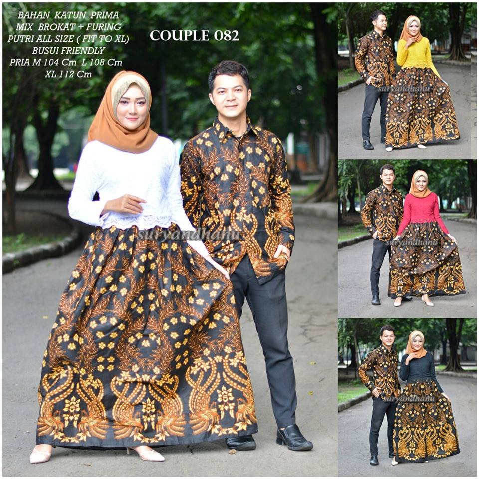 COUPLE 082 Sarimbit Couple batik long dress katun prim brokat busui kemeja tangan panjang