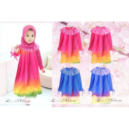 baju muslim anak gamis Lnice 39-2 A (warna PINK)