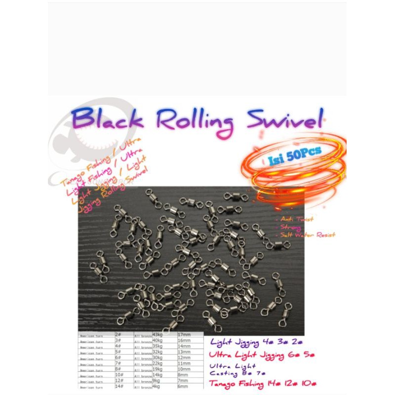 Black Rolling Swivel kili - kili kemasan 50 pcs