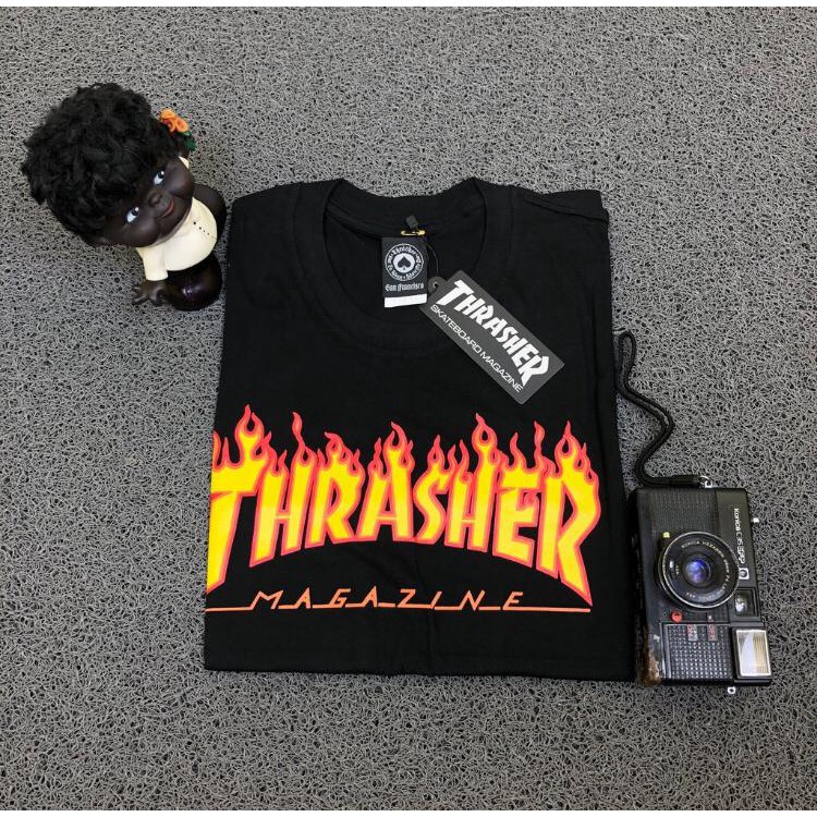 KAOS THRASHER FLAME BLACK | BAJU THRASHER MEGAZINE | TSHIRT THRASEHER MEGAZIE BLACK