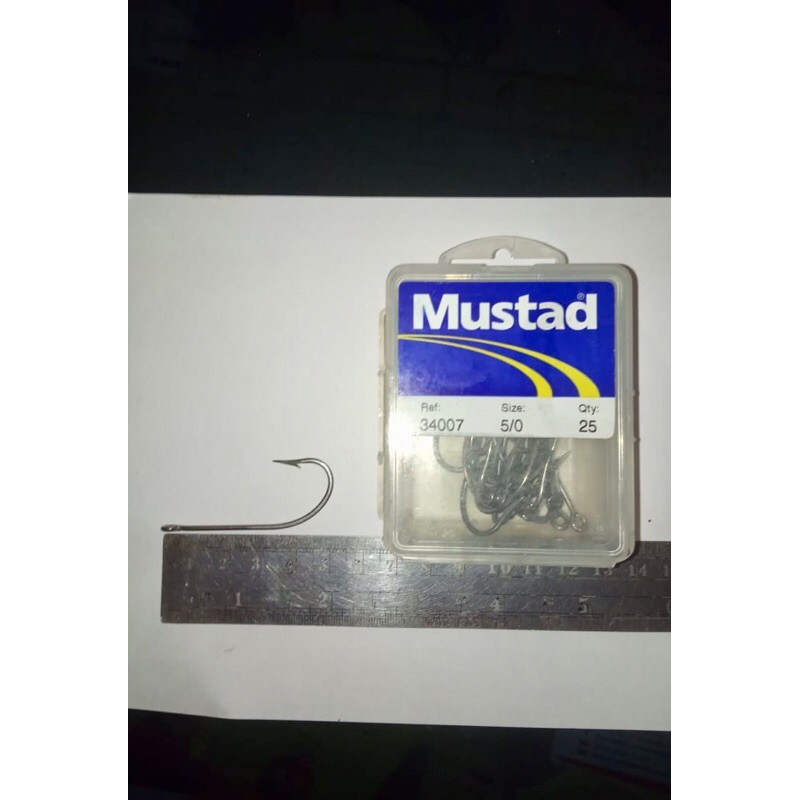 Mustad Hooks Mata Pancing/Kail Size 5/0 Tipe/Ref 34007 QTY.25pcs Asli Stainless Steel Made in China