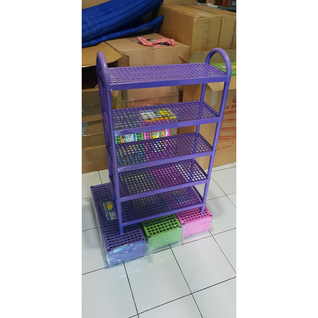 RAK SEPATU / RAK SANDAL PLASTIK KUAT KOKOH TEBAL 5 SUSUN